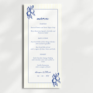 Simple Blue & Yellow Lemons Wedding Menu