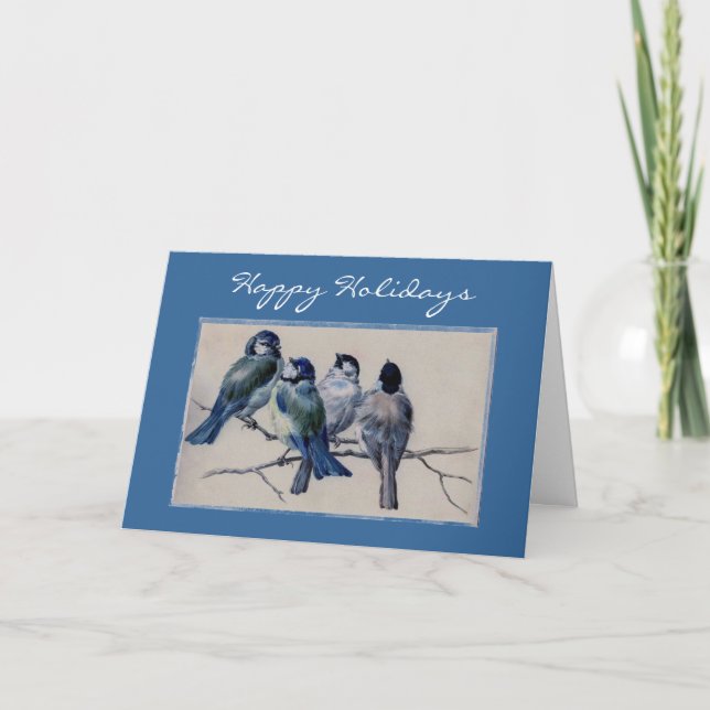 Simple Bluebird Happy Holiday Card (Front)