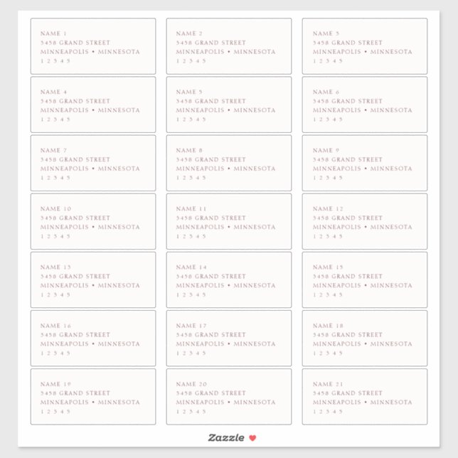 Simple Blush & Burgundy Guest Address Labels (Sheet)