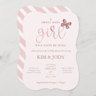 Simple Blush Butterfly Baby Girl Shower  Invitation