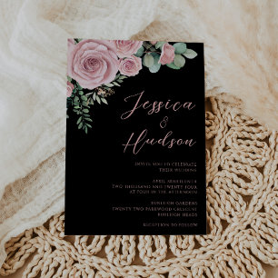Simple Blush Elegance Botanical Wedding Invitation