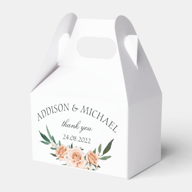 Simple Blush Floral Wedding  Favour Box (Front Side)