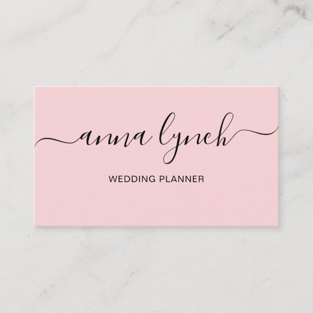 Simple Blush Handwritten Script Calligraphy Business Card (Front)