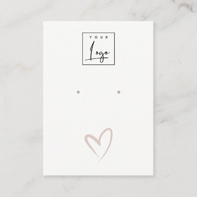 Simple Blush Heart Stud Wave Earring Logo Display  Business Card (Front)