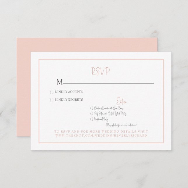 Simple Blush Modern Font Wedding RSVP Card (Front/Back)