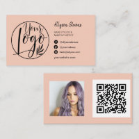 Simple blush peach hair makeup photo logo qr code