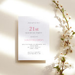 Simple Blush Pink 21st Birthday Invitation<br><div class="desc">Simple Text Blush 21st Birthday. The font colour and type can be changed via the edit menu. You can also change text and background colours on either side if you wish.</div>