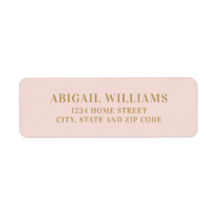 Simple Blush Pink and Gold Return Address Label