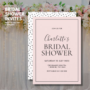 Simple Blush Pink Bridal Shower Invitation