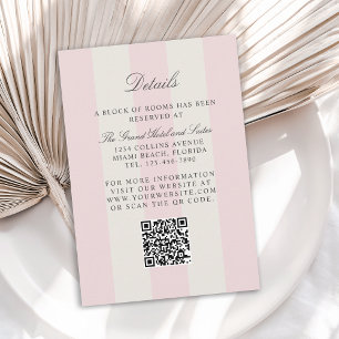 Simple Blush Pink Cabana Stripes Wedding Details Enclosure Card