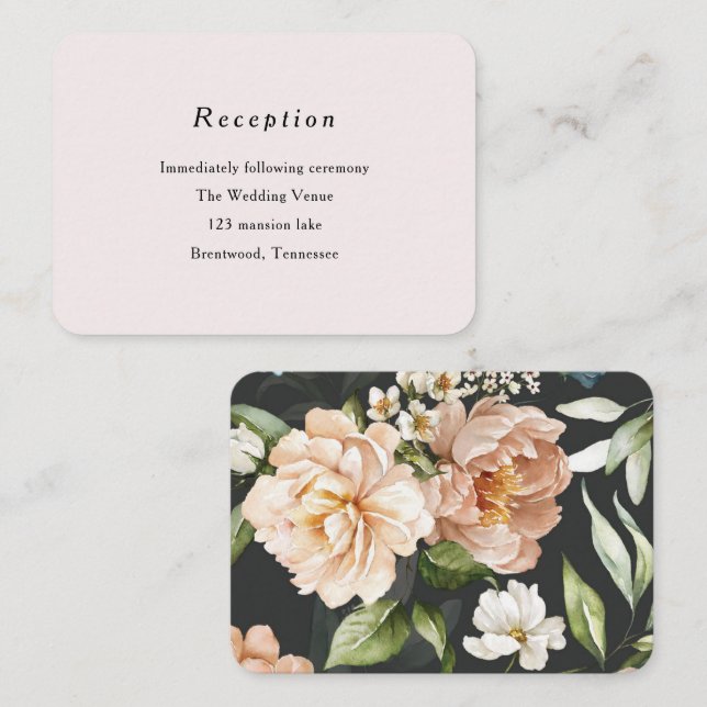 Simple blush pink chic small wedding detail cards (Front/Back)