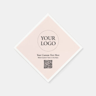 Simple Blush Pink Custom Business Logo QR Code Napkin