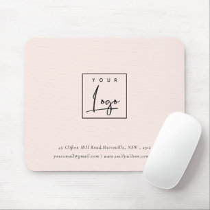 Simple Blush Pink Custom Promotional Business Logo Mouse Pad