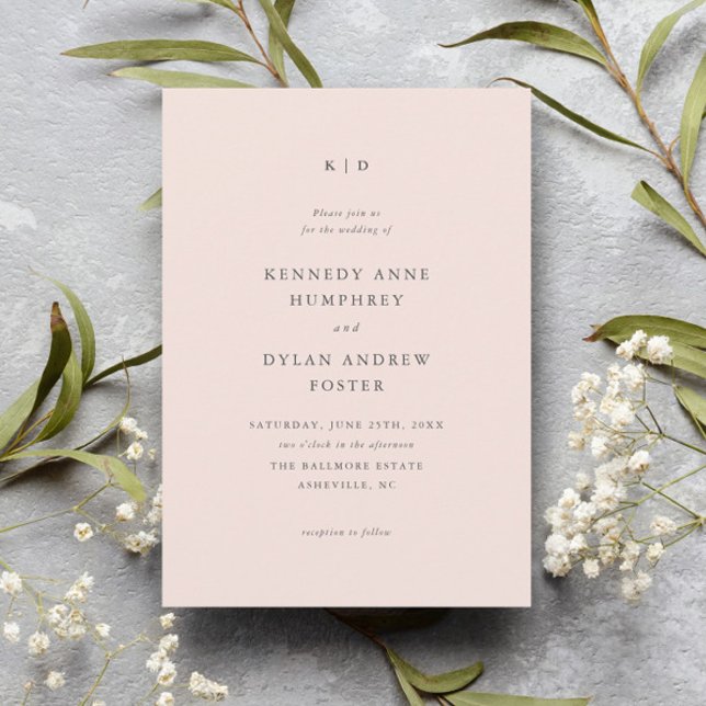 Simple Blush Pink Elegant Wedding Invitation (Creator Uploaded)