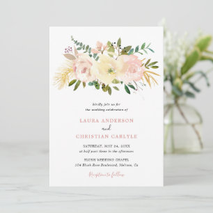 Simple Blush Pink Floral Elegant Wedding Invitation