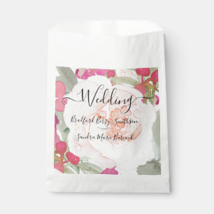 Simple Blush Pink Fushia Floral Wedding invitation Favour Bag