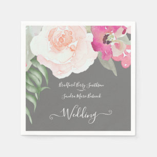 Simple Blush Pink Fushia Floral Wedding invitation Napkin
