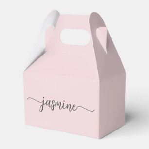 Simple Blush Pink Girly Monogram Name Script  Favour Box