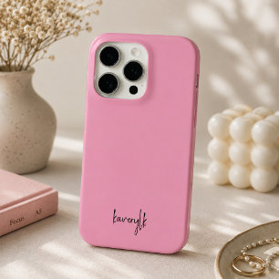 Simple Blush Pink Girly Script Monogrammed Name Ca iPhone 15 Pro Case