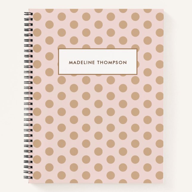 Simple Blush Pink Gold Polka Dots Name Notebook (Front)