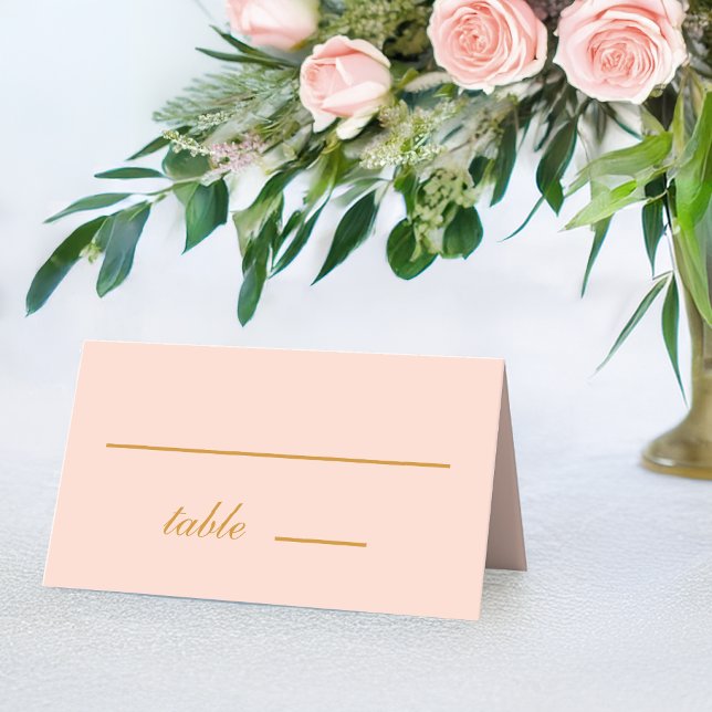 Simple Blush Pink Golden Calligraphy Wedding Place Card (Creator Uploaded)