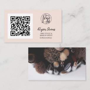 Simple blush pink hair makeup photo qr code logo business card