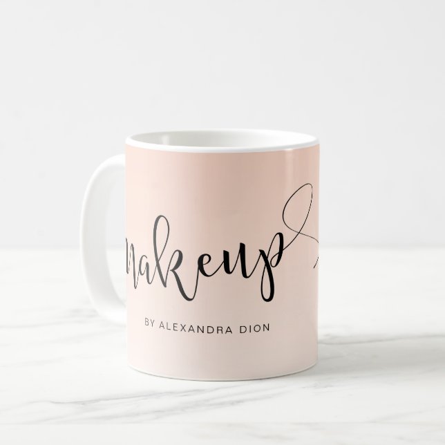 Simple blush pink handwritten script calligraphy coffee mug (Front Left)
