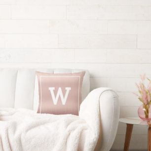 Simple Blush Pink Initial Monogram Cushion