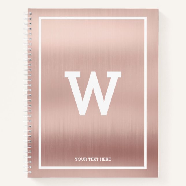 Simple Blush Pink Initial Monogram Sketchbook Notebook (Front)