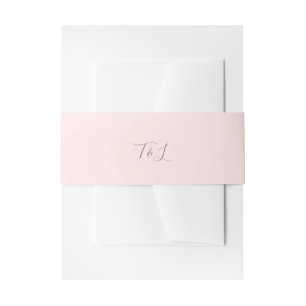 Simple Blush Pink Lavender Initials Wedding Invitation Belly Band