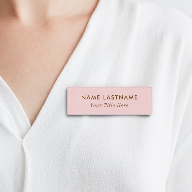Simple Blush Pink Modern Girly Pastel Light Title Name Tag (Creator Uploaded)