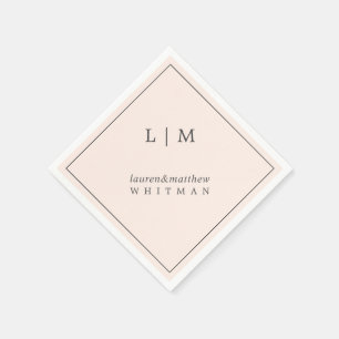 Simple Blush Pink Monogram Elegant Wedding Napkin