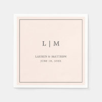 Simple Blush Pink Monogram Elegant Wedding