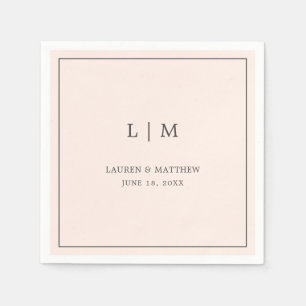 Simple Blush Pink Monogram Elegant Wedding Napkin