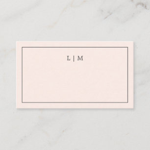 Simple Blush Pink Monogram Elegant Wedding Place Card