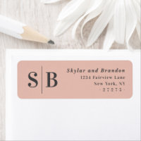 Simple Blush Pink Monogram Wedding Return Address