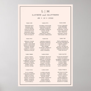 Simple Blush Pink Monogram Wedding Seating Chart