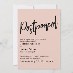Simple Blush Pink Postponed Wedding Announcement
