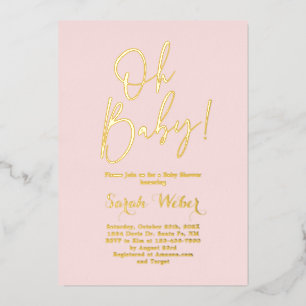 Simple Blush Pink Real Foil Invitation