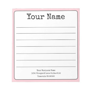 Simple Blush Pink Retro Add Your Name Lined Notepad