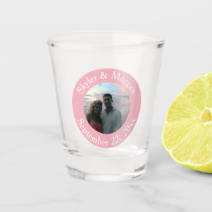 Simple Blush Pink Round Wedding Photo Shot Glass
