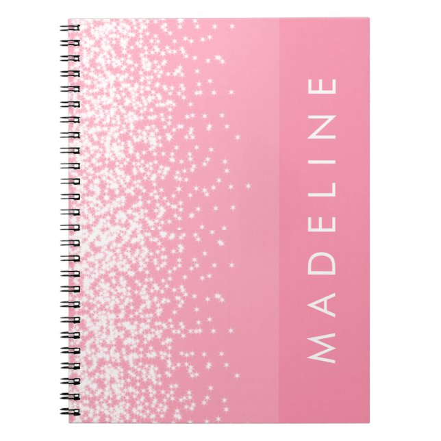 Simple Blush Pink Sparkle Personalised Name Notebook (Front)