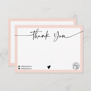 Simple blush pink thank you script logo qr code