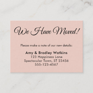 Simple, Blush Pink We Have Moved Change of Address Enclosure Card