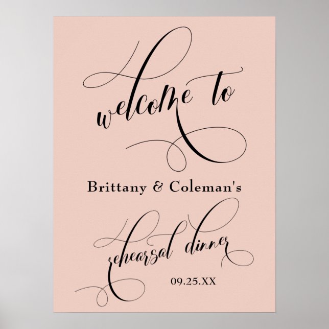 Simple Blush Pink Welcome to The Rehearsal Dinner Poster (Front)