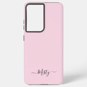 Simple Blush Pink with Script Custom Name Samsung Galaxy Case