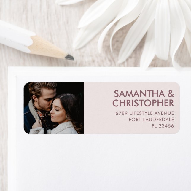 Simple Blush & Rose Wedding Return Address Label (Insitu)