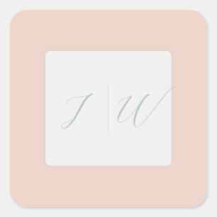 Simple Blush   Sage Modern 2 Wedding Square Sticker