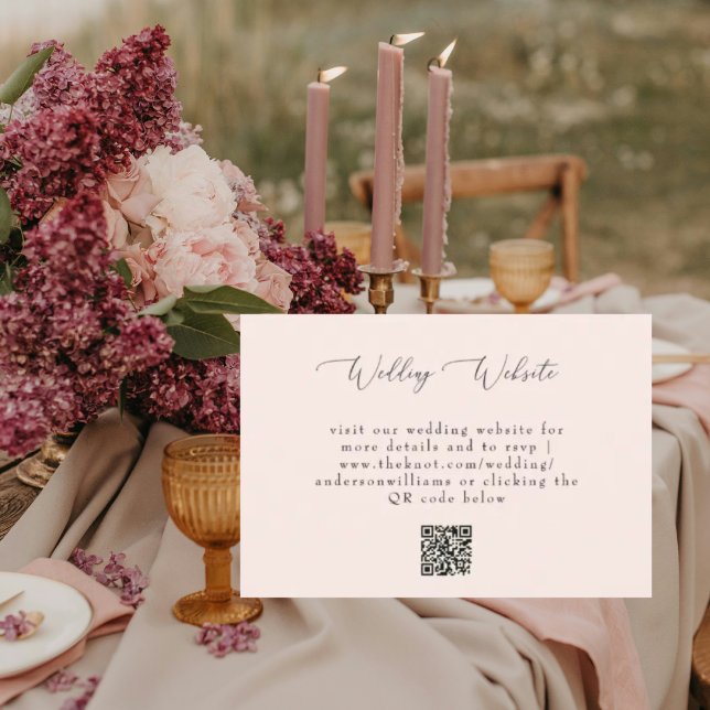Simple Blush Wedding QR Code Website RSVP Card (Creator Uploaded)