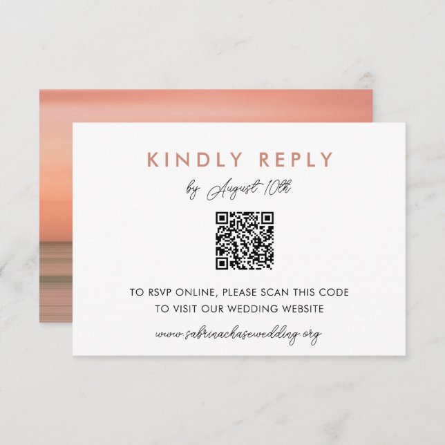 Simple Blush Wedding Website RSVP QR Code Card (Front/Back)